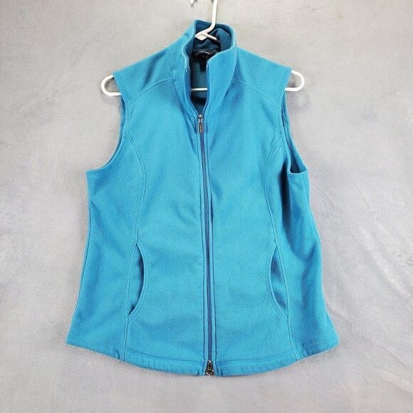 Lands End Vest Womens Medium Blue Fleece Full Zip - Picture 1 of 7